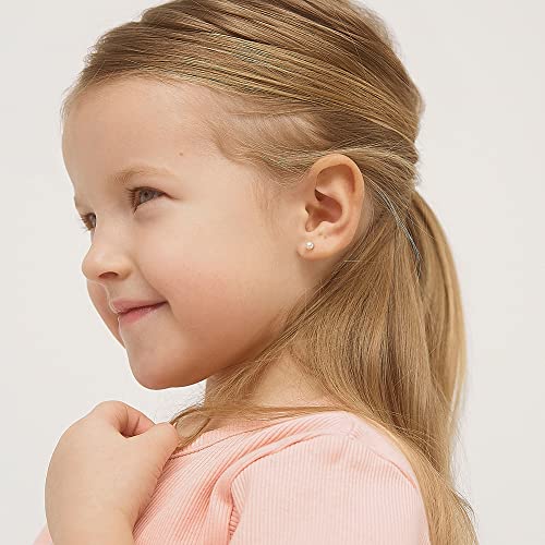 14K Yellow Gold White Freshwater Cultured Pearl Screw Backs For Girls, Tiny Stud Earrings For Babies, Infants To Toddlers- Beautiful Screw Backs For Little Girls, Small Shiny Studs #TOP1