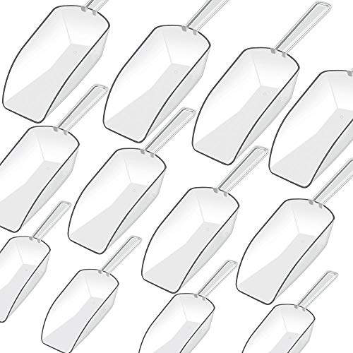 LEOBRO Clear Acrylic Plastic Kitchen Scoops for Wedding, Candy, Powders, Ice Cream, Sugar