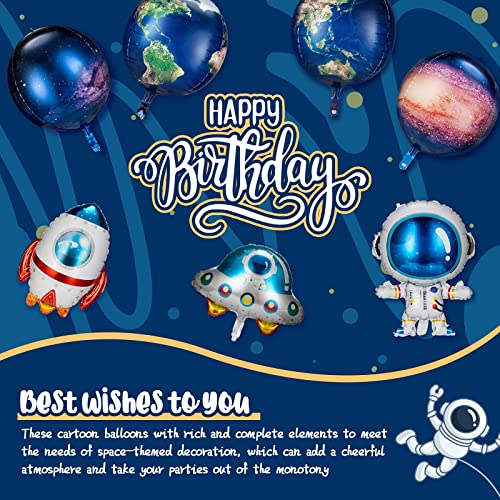 8 Pieces Galaxy Space Balloons Large Outer Space Cartoon Balloons Inflatable Rocket Astronaut Earth Spaceship Planet Balloons Space Themed Party Supplies For Galaxy Birthday Party Photo Booth #TOP4