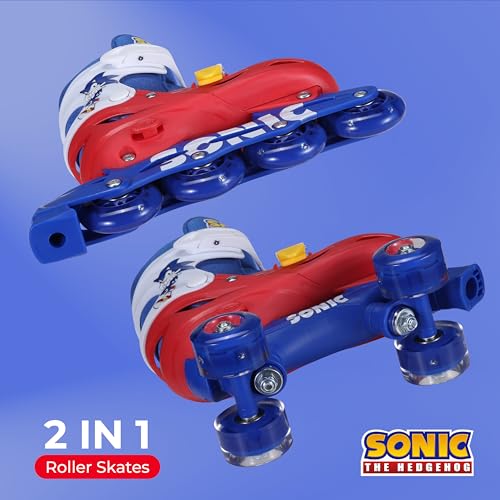 Image of Barbie 2in1 Kids Roller Skates, Transform from Quads to Inlines Skates, Durable Hardshell Boot, LED Wheels for Quads and Inlines, ABEC-7 Carbon Steel Bearings