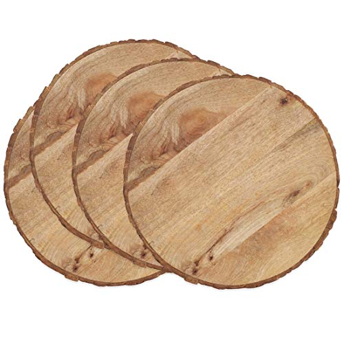Platos decorativos de madera redondos 14 pulg, pack x 4 miniatura 1