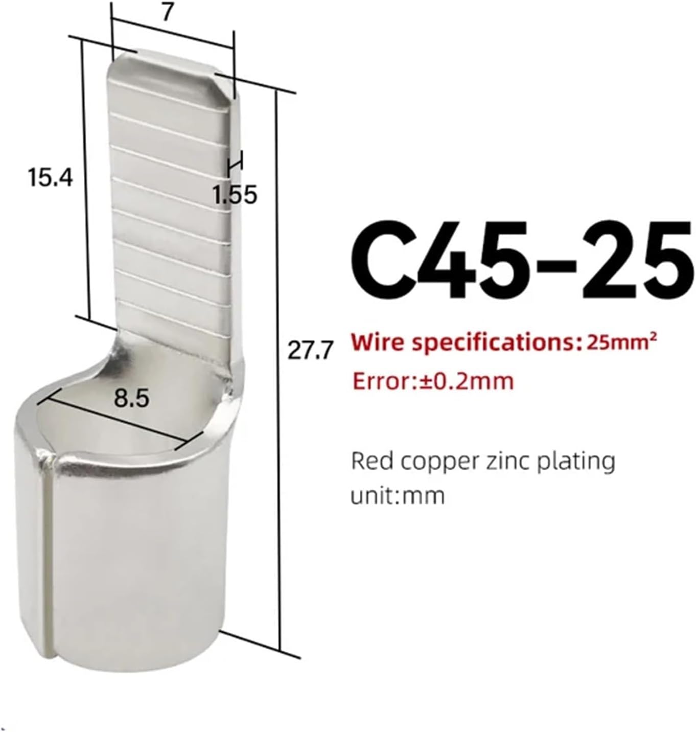 Plug-in Terminal Block Red Copper Tinned Lug Circuit Breaker Connector for C45 DZ47 Air Switch 1.5-50mm² 20-1(C45-25,50PCS)