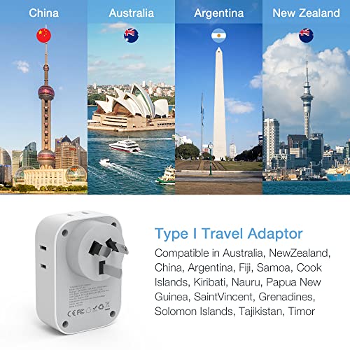 image for Australia Power Plug Adapter 2 Pack, TESSAN US to New Zealand China Tr