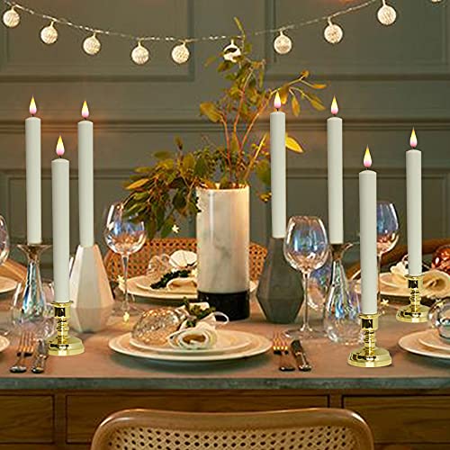Image of Wondise Flameless Window Candles with Remote & Timer Christmas Decoration, 11 Inches Battery Operated 3D Wick with Purple Yellow Light, 6 Pack Gold Plastic Holder and Suction Cups Included