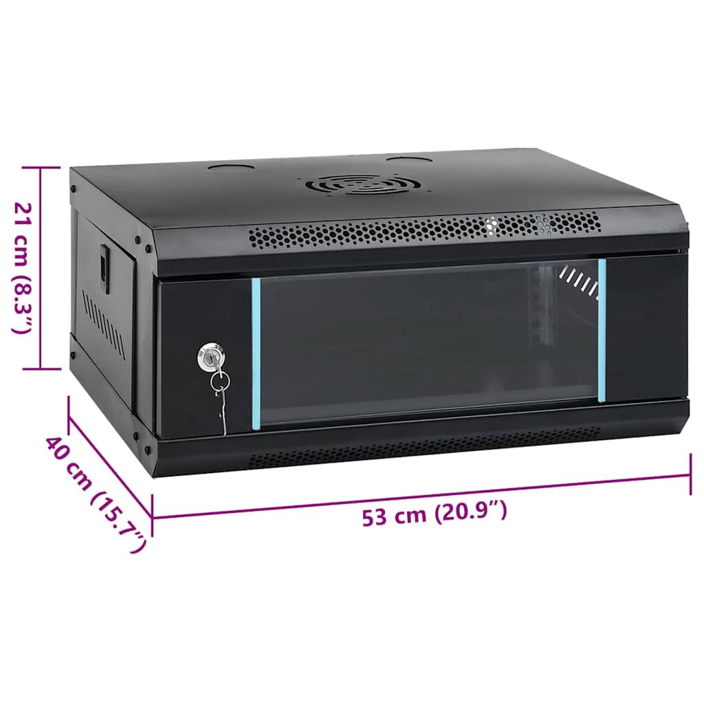 vidaXL Armario Rack de Servidores de Pared 4U 19" IP20 53x40x21 cm, Almacenamiento de Red