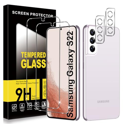 ZhuoFan Schutzfolie für Samsung Galaxy S22 für Panzerglas, 2 Stück Displayschutzfolie mit 2 Stück Kameraschutz, 9H Härte Gehärtetes Glas, Ultra HD Klar HD Schutzglas Anti-Kratzen Folie