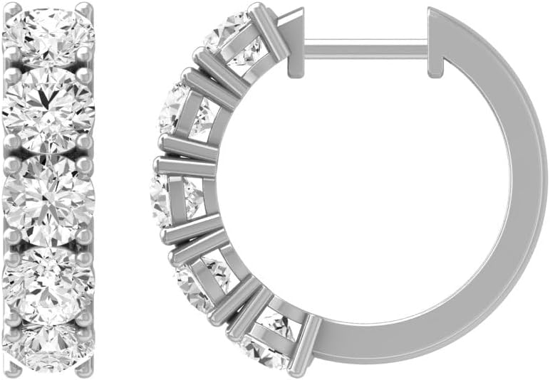 2 Carat Diamond Hoop Earrings for Women | 10K Gold or Silver HOOP Earrings | I2-I3 Clarity and I-J Color