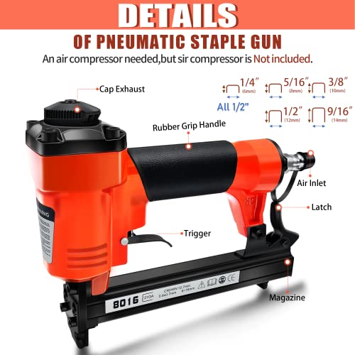 Upholstery Staple Gun And Pneumatic Staple Gun With 5000Pcs Staples, Heavy Duty Staple Gun Oil-Free Upholstery Stapler And Pneumatic Stapler For Upholstery, Material Repair, Decoration, Furniture Diy. #TOP1