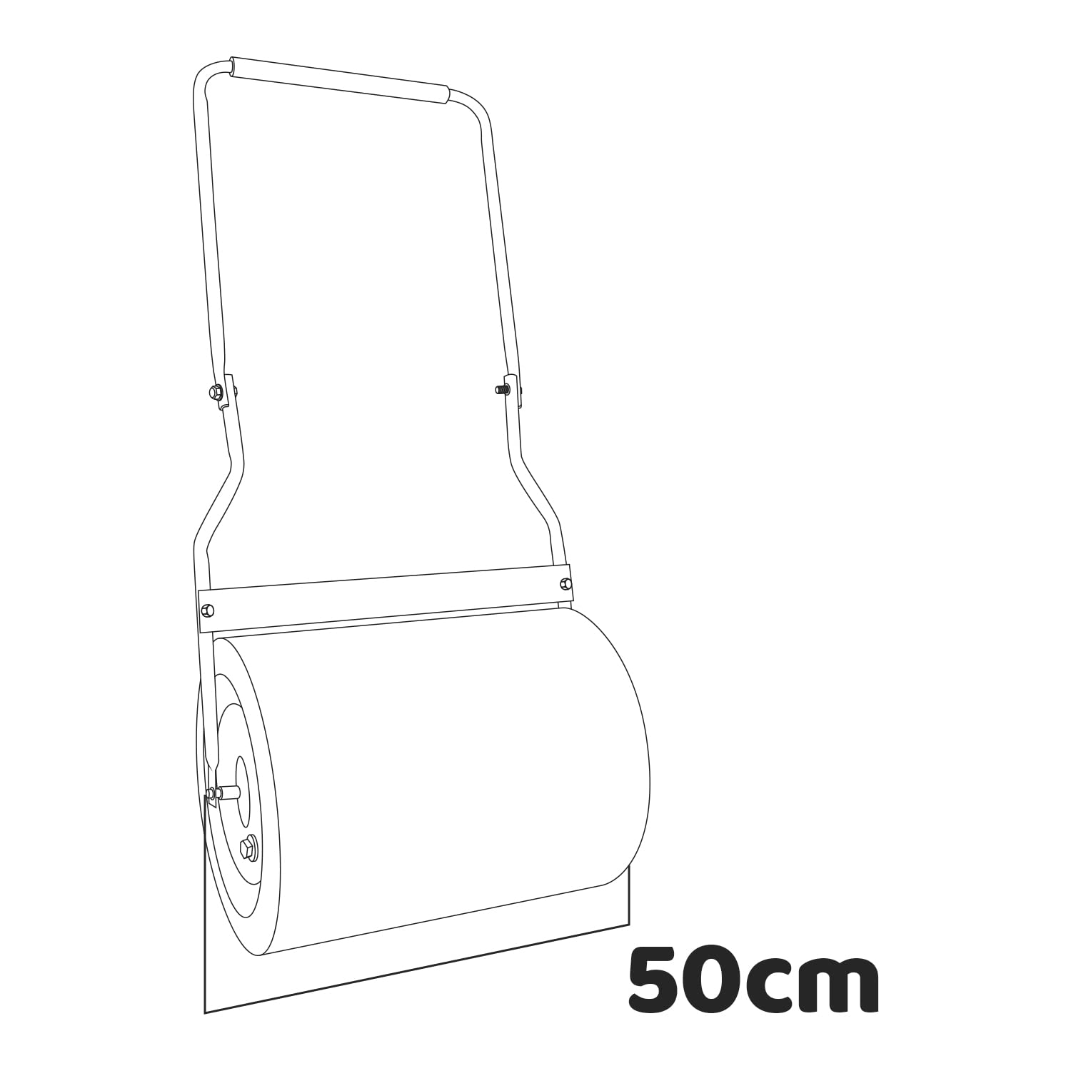 BOUDECH® Tabur - Rullo manuale per prato da 50cm con impugnatura ergonomica. Rullo da giardino con tappo rimovibile ⌀40cm e capacità max di 62L