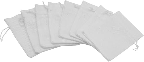 Miniatura 2 de Bezall 50 bolsas de arpillera con cordón, 3.9 x 5.5 pulgadas, bolsas de regalo de lino blanco, bolsas de joyería para Navidad, recuerdos de boda,