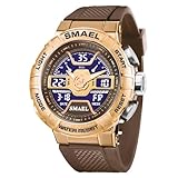 SMAALEB Reloj Digital Multifuncional para Hombre con Alarma Militar, Reloj Deportivo para Hombre, Relojes para Hombre,Café