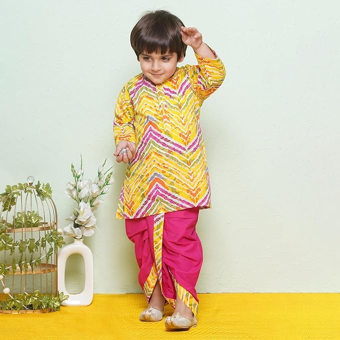 Image of AJ DEZINES Kids Ethnic Wear Pure Cotton Dhoti Kurta Set For Boys