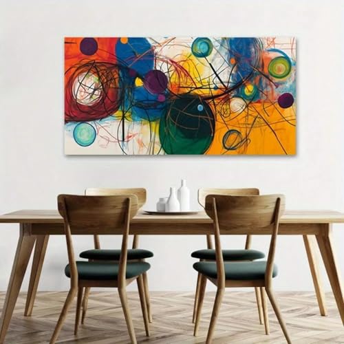 Cercles et rayures sur toile murale abstraite géométrique
