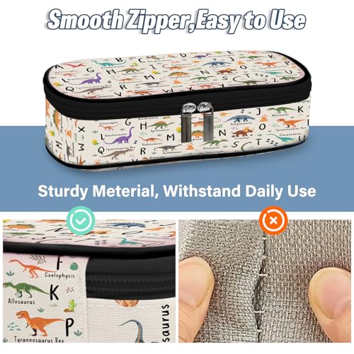 Image of Dinosaur Pencil Case, Alphabet Pen Bag For School, Dinosaurs Pencil Case For Kids Girls Boys, Large Capacity Desk Organizer School, Pen Box Birthday Gifts