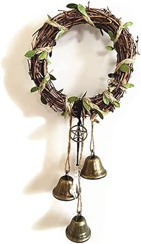 Witch Decor- Witch Bells for Door knob for Protection - Pentagram Charm Pagan Decor Witches Bells Vintage Bells Witchcraft Supplies for Clear Negative Energies Attracts Positive