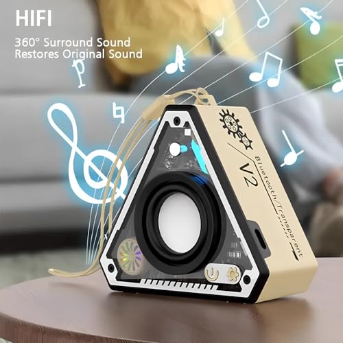Image of V2 5W Wireless Bluetooth Mini Speaker with Loud Sound & Punchy Bass, 52mm Driver with 360 Surround, BT V5.3 Quick Connect, Transparent Design, with Inbuilt MIC for Call Function (Beige)