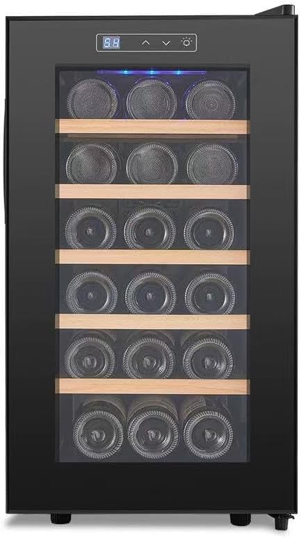 Wine Cooler Cabinet, 18 Bottle Capacity, Temperature Control, Modern Design for Living Room (beech shelf style)