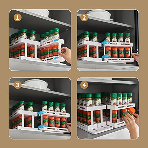 2 Tier Rotating Spice Rack, Pull Out Kitchen Storage for Inside ...