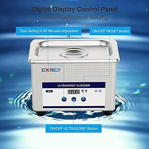 CXRCY Limpador ultrassônico de joias 0,8l, máquina de limpeza profissional para óculos, instrumentos