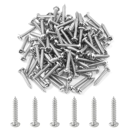 100 piezas Tornillos Autorroscantes de acero inoxidable #6 x 3/4 con cabeza Pan y punta autorroscante