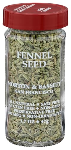 Morton & Bassett Fennel Seeds, 1.9 oz – Non-GMO, Salt-Free, Sweet and Anise-Like Flavor for Roasts, Sauces & Indian Dishes