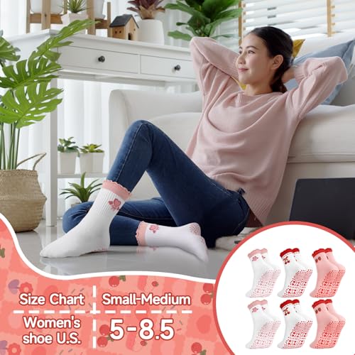 Image of Pilates Grip Yoga Socks for Women Cute Non Slip Socks | Cute Non Slip Socks, Athletic Grippy Sock, Barre Ballet Fitness Workout