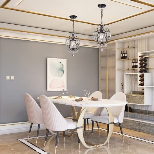 Edvivi Amorette Mini Chandelier Crystal, 1 Light Modern Elegant Glam Ceiling Light Fixture Antique Bronze, Adjustable Hanging Lighting For Closet, Bedroom, Girls Room, Kitchen Island #TOP3