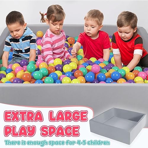 Foam Ball Pit for Toddlers - CALEPTONG 47.2\" x 47.2\" x 13.8\" Large Square Ball Pits for Kids, Soft Baby Playpen Ball Pool Without Balls for Children, Gifts for Boys Girls Indoor Outdoor Game