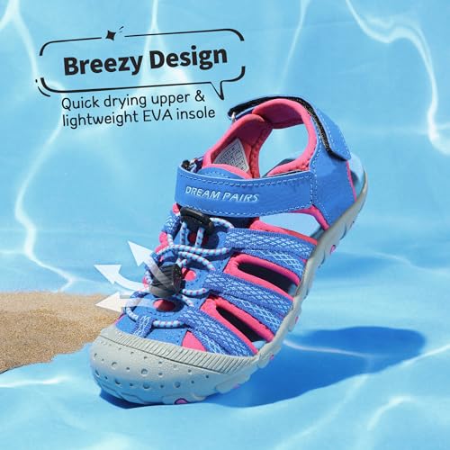 Image of DREAM PAIRS Unisex Summer Water Athletic Sandals | Closed-Toe Protection Quick-Drying Upper Comfort Footbed Durable Non-Slip Sole Hook-And-Loop Outdoor Sport Walk Hike