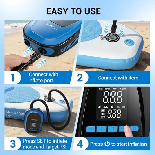 Image of Paddle Board Electric Pump, High Pressure SUP Pump with Inflation & Deflation, Auto-Off, Portable Air Pump for Inflatables and Kayaks