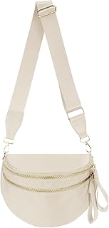 Pure Colour Crossbody Bag Bum Bag for Women,Spacious Purse Fanny Packs Belt Bag,Oversized Bum Bag (Colour Bum Bag-Beige)