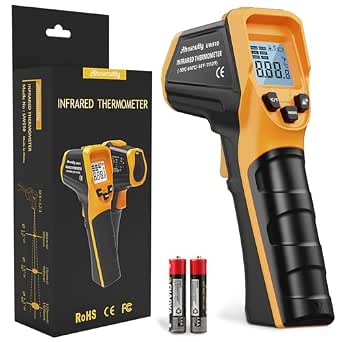 Infrared Thermometer Laser Temperature Gun -58°F to 1112°F with Calibration and Adjustable Emissivity