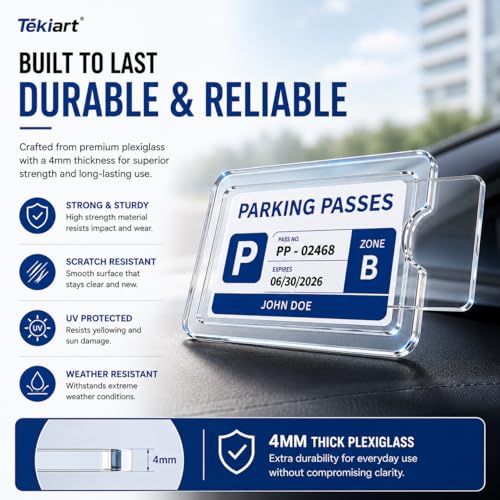 Image of Car Card Holder for Windshield Glass, Transparent, Professional Look, Display Any Card