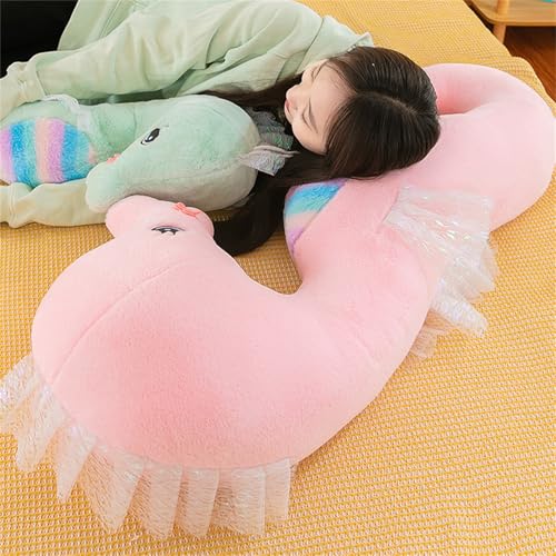Champracer Seepferdchen Kuscheltier, Süßes Weiches Kissen, Plüschpuppe, Stofftier - Geschenk für Kinder, Mädchen, Jungen (50 cm, Rosa)