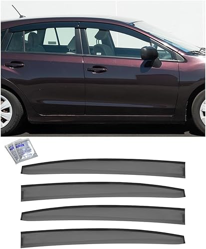 Repuesto para Subaru Impreza Hatchback EOS 2012-2016 Viseras JDM Estilo Tape-On Humo Tintado Ventilaciones Laterales Deflectores de Ventana