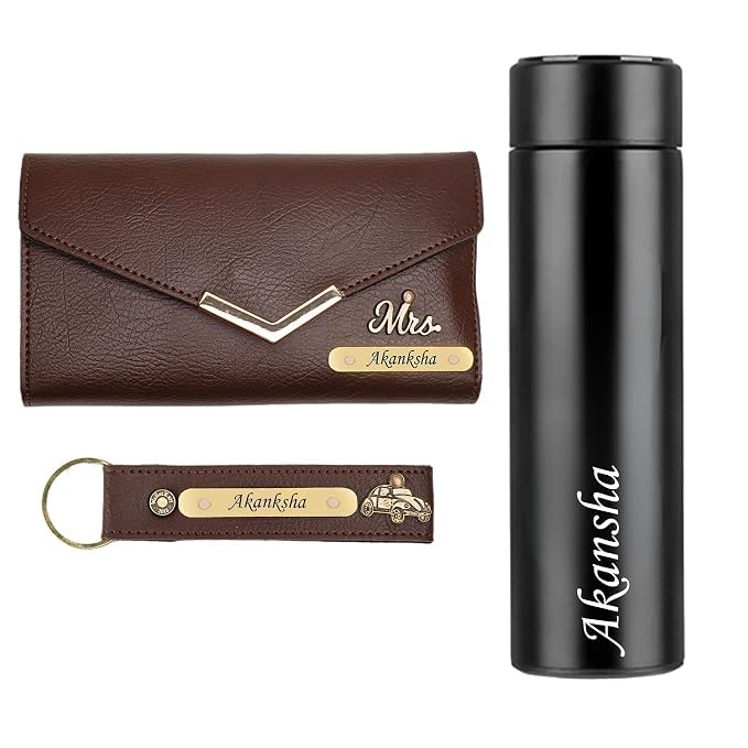Image of WALLETKART Personalized Leather Women's Clutch with Name & Charm | Customized Clutch for Girlfriend Friend Wife Mother & Sister