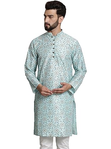 Image of SOJANYA Men's Silk Blend Kurta with Paisley Design