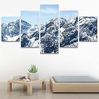 SIGNWIN 5 Panel Canvas Wall Art Snow Mountain for Home Decorations Ready to Hang - 60