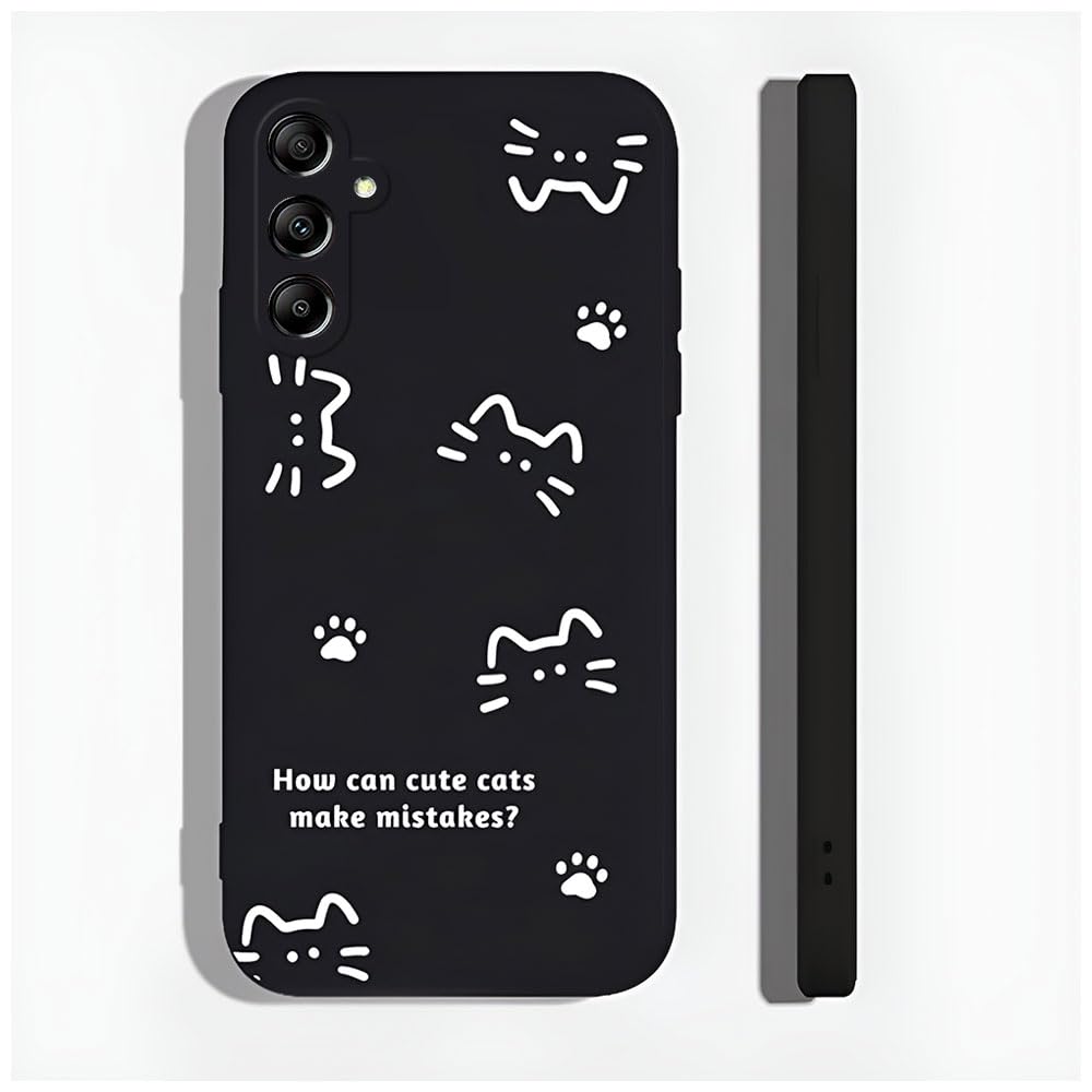 PAIX Creativo Cartone Animato Custodia Morbida in Silicone Compatibile con Samsung Galaxy A35 Cover, [Pattern Gatto] Anti Fall Protettivo Case,Nero