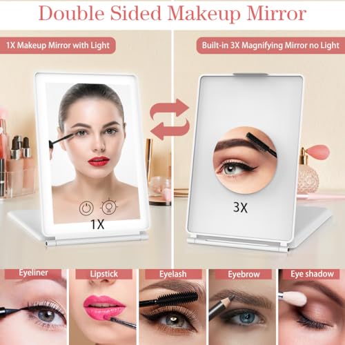 1X3X-Magnification-Rechargeable-Makeup-Mirror-for-Travel-2-Sided-3-Colors-Lighting-Dimmable-Touch-Screen-Folding-Portable-Makeup-Mirror-for-Cosmetic-Gift-Travel-Essentials
