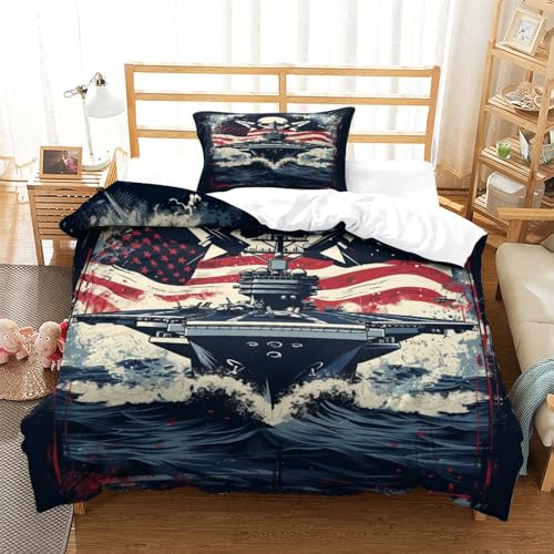 Parure de lit imprimé warship 3D microfibre respirante housse de couette single