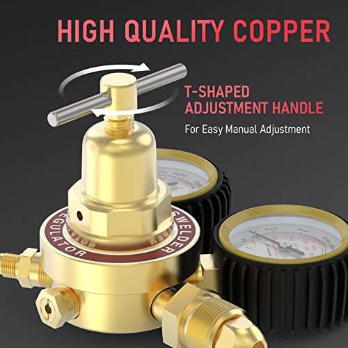 Image of YESWELDER Nitrogen Regulator with Hose, 0-600 PSI and 0-4000PSI Output Pressure, CGA580 Inlet Connection and 1 /4 inch male flare fitting