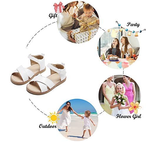 Image of Felix & Flora Toddler Girl Sandals - Flower Girl Dress Shoes Open Toe Little Kid Flats