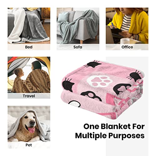 Cute Cat Throw Blanket Ultra Soft Warm Cozy Lightweight Microfiber Blankets, Just A Girl Who Loves Cats, Flannel Sherpa Fuzzy Fluffy Plush Throws For Sofa Couch Bedding All Season 60"X50" #TOP4