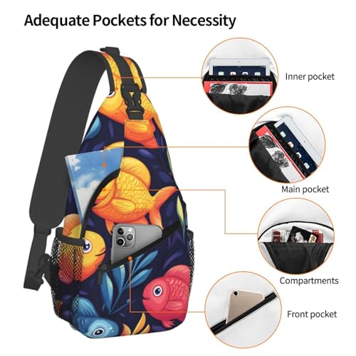 Mochila cruzada ligera con patrón Ocean Fish Seaweed miniatura 4