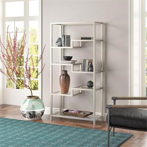 Image of Johann 68'' Tall, Rectangular 8 shelves Bookcase in Satin Nickel