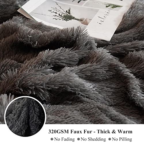 Image of XeGe Plush Shaggy Duvet Cover, Luxury Ultra Soft Crystal Velvet Fuzzy Bedding 1PC(1 Faux Fur Duvet Cover), Fluffy Furry Comforter Cover with Zipper Closure(King, Dark Gray)