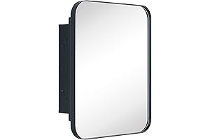 Matt Black Rectangle Recessed Bathroom Medicine Cabinet with Mirror