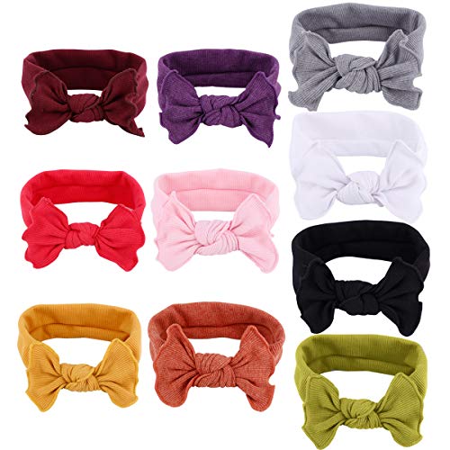 Baby Stretchy Headband Turban Knotted, Girl's Hairbands with Bows Big Hair Bow Headband for Infant Baby Girls (AT019)