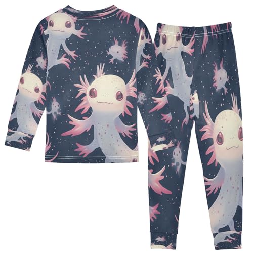 Pajama Sets Long Sleeve Axolotl Space Fantasy Creatures Soft Comfy Sleepwear 2 Piece PJS 3-8T3
